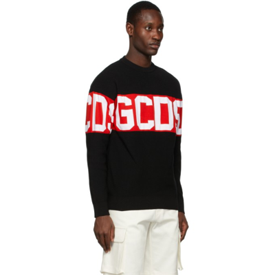 Shop Gcds Black Logo Band Sweater In 02 Black