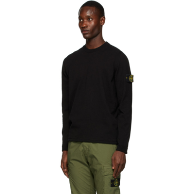 Shop Stone Island Black Cotton Sweater In V0029 Black