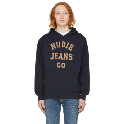 Nudie Jeans Frankie Navy Hooded Cotton Sweatshirt | ModeSens