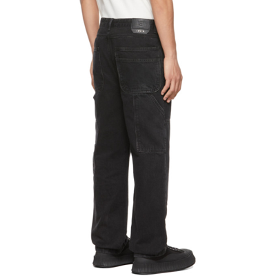 Shop Solid Homme Black Denim Work Trousers In 674b Black
