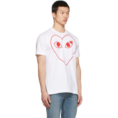 Shop Comme Des Garçons Play White Outline Heart T-shirt In 1 White