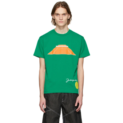 Shop Jacquemus Green 'le T-shirt Tennis' T-shirt In Print Tennis Green