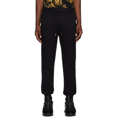 Shop Versace Jeans Couture Black Iconic Logo Lounge Pants In Eg89 Black + Gold