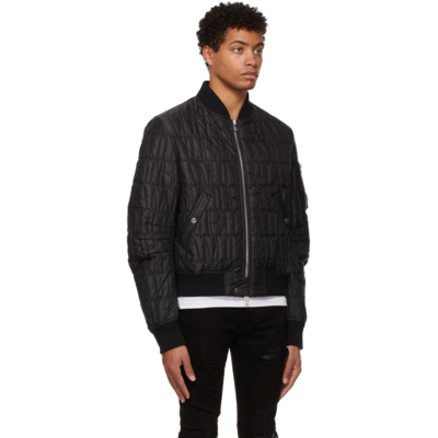 Shop Amiri Black Quilted Logo Bomber Jacket