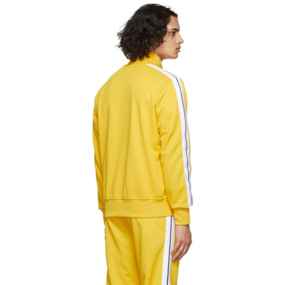 Shop Palm Angels Yellow Classic Track Jacket In Yellow White