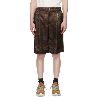 Shop Feng Chen Wang Brown & Khaki Camouflage Shorts In Multi