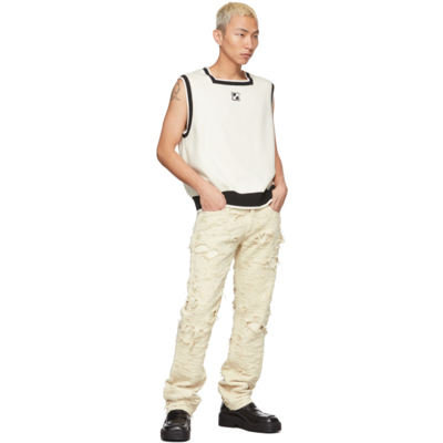 Shop We11 Done Off White Logo Patched Vest In Ivory