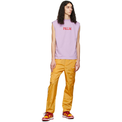 Shop Palm Angels Yellow Track Cargo Pants In Yellow/white