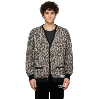 Shop Wacko Maria Beige Leopard Mohair 'guilty Parties' Cardigan