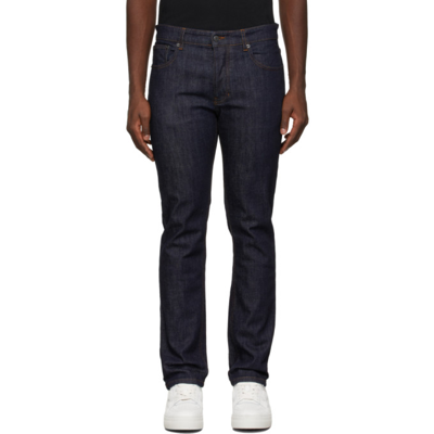 Shop Ami Alexandre Mattiussi Navy Slim Fit Jeans In Indigo/402