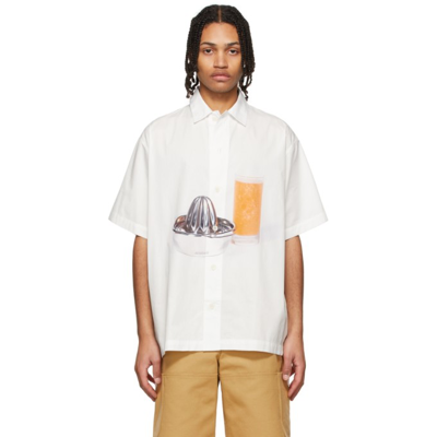 Shop Jacquemus White 'la Chemise Moisson' Shirt In Print Orange Juice