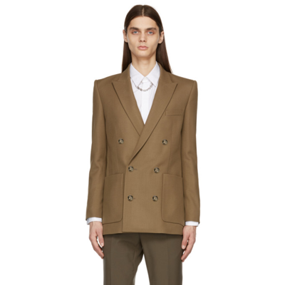 Shop Balmain Taupe Twill Double-breasted Blazer In 8ad Taupe