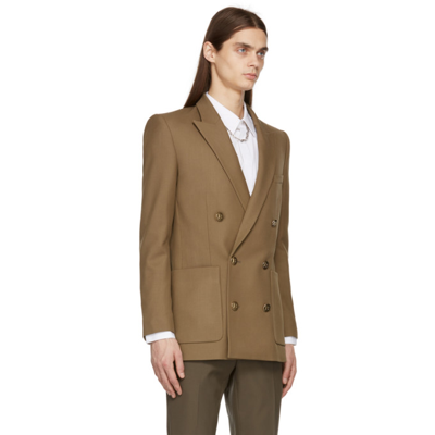 Shop Balmain Taupe Twill Double-breasted Blazer In 8ad Taupe