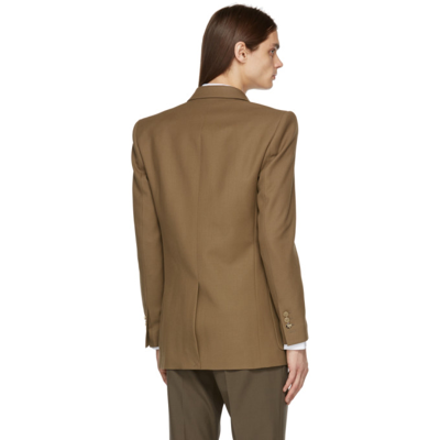 Shop Balmain Taupe Twill Double-breasted Blazer In 8ad Taupe