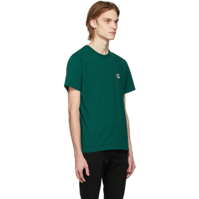 Shop Maison Kitsuné Green Classic Fox Patch T-shirt In P390 Dark Green
