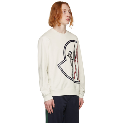 Shop Moncler Beige Logo Sweatshirt In 90s Light Grey
