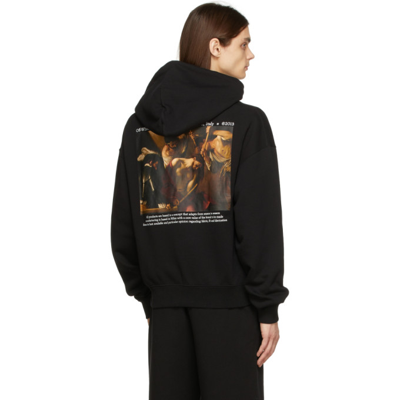 Shop Off-white Black Caravaggio Crowning Over Hoodie In Black/white