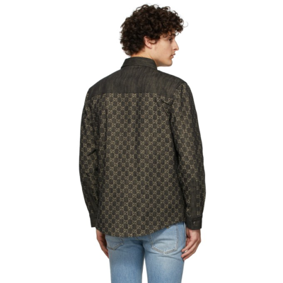 GG jacquard denim shirt in black