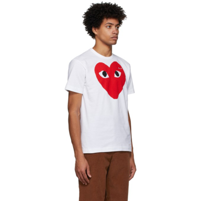 Shop Comme Des Garçons Play White & Red Big Heart T-shirt In 1 White