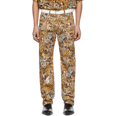 Shop Lu'u Dan Ssense Exclusive Beige Leopard Collage Jeans In Leopard Faces