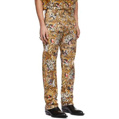 Shop Lu'u Dan Ssense Exclusive Beige Leopard Collage Jeans In Leopard Faces