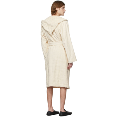 Shop Bottega Veneta Beige Intreccio Bath Robe In 2945-string