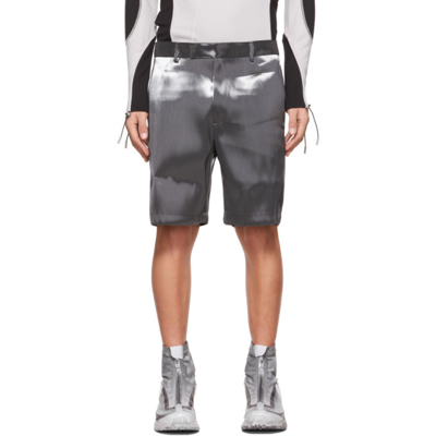 Shop Heliot Emil Grey Liquid Metal Shorts In Shiny Black
