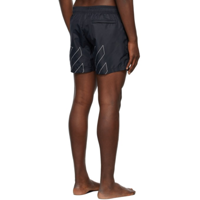 Shop Off-white Black Diag Outline Swim Shorts