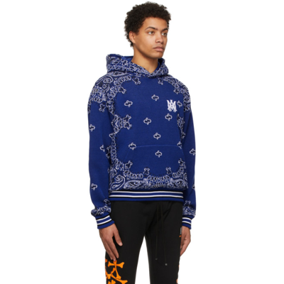 Amiri Bandana B-ball Cotton & Cashmere Hoodie Sweater In Blue / Black