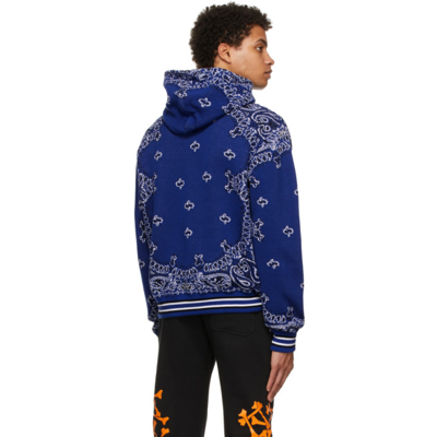 Shop Amiri Blue Bandana B-ball Hoodie In Blue / Black