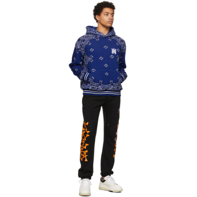 Shop Amiri Blue Bandana B-ball Hoodie In Blue / Black