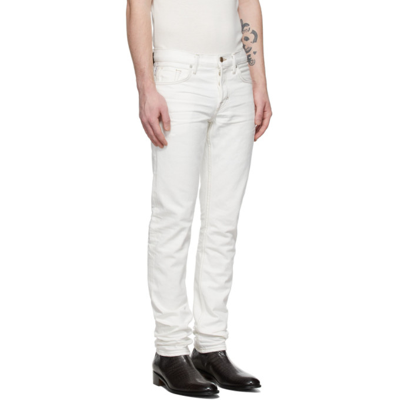 Shop Tom Ford White Selvedge Slim Jeans In N11 Stone