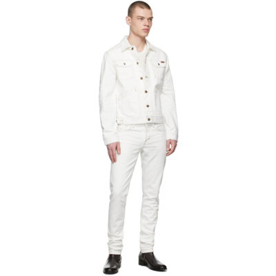 Shop Tom Ford White Selvedge Slim Jeans In N11 Stone