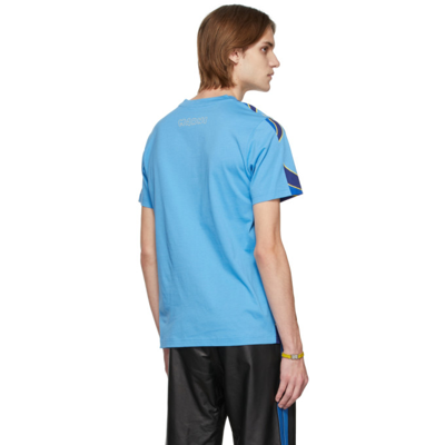 Shop Marni Blue & Yellow Floral Logo T-shirt In Vfb57 Mazarine Blue