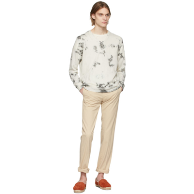 Shop Massimo Alba Off-white & Grey Cashmere Ninni Sweater In F648 Military