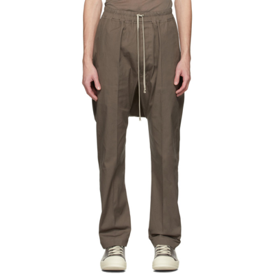 Shop Rick Owens Taupe Drawstring Long Trousers In 34 Dust