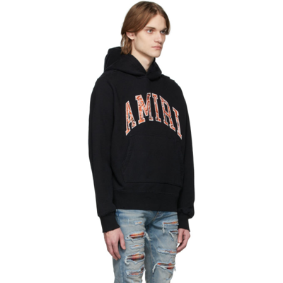 Shop Amiri Black & Orange Bandana Appliqué Hoodie In Black / Orange