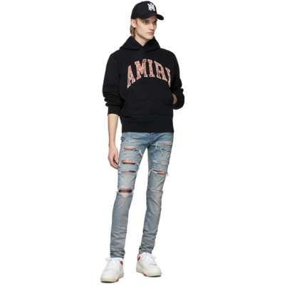 Shop Amiri Black & Orange Bandana Appliqué Hoodie In Black / Orange