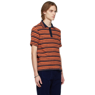 Shop Marni Orange & Black Terrycloth Stripe Polo In Rgr26 Indian Orange