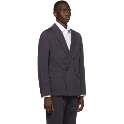 Giorgio Armani Navy Chevron Embroidery Blazer In Fbwf Night Sky