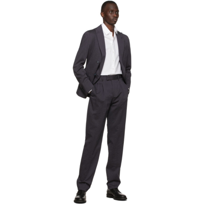 Giorgio Armani Navy Chevron Embroidery Blazer In Fbwf Night Sky