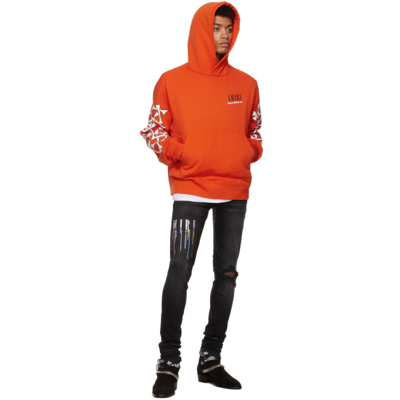 Bones Printed Logo Hoodie In Orange White