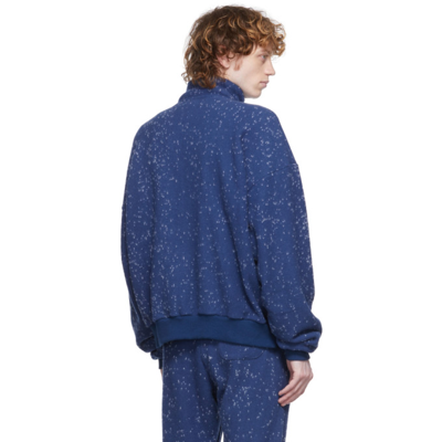 Shop John Elliott Blue Spec Wool Half-zip Sweater In Royal