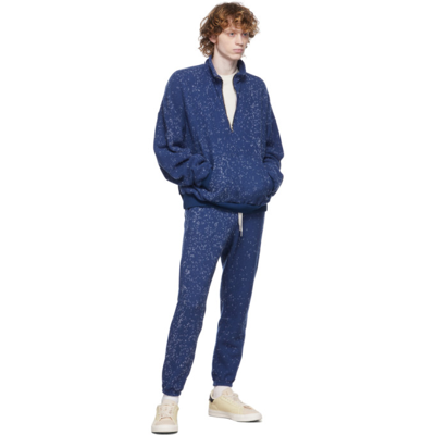 Shop John Elliott Blue Spec Wool Half-zip Sweater In Royal