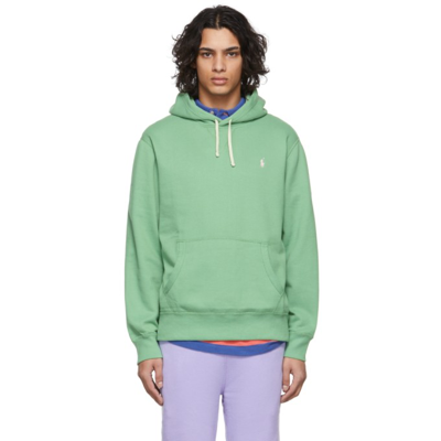 Shop Polo Ralph Lauren Green Rl Fleece Hoodie In Outback Green