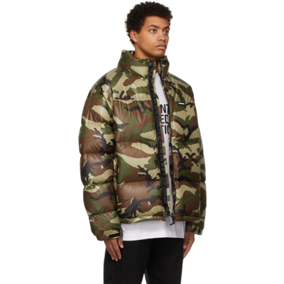 Shop Vetements Green Down Camo Logo Jacket In Green Camo Print