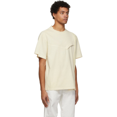 Shop Feng Chen Wang Off-white Hand-dyed Double Collar T-shirt In Off White