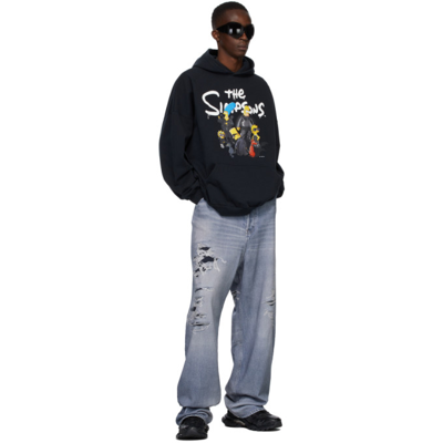Shop Balenciaga Black The Simpsons Edition Wide Fit Hoodie In 1000 Black
