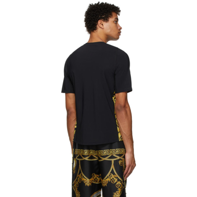 Shop Versace Black Barocco Running T-shirt In 5b010 Blkgld
