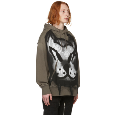 Shop Givenchy Grey Chito Edition Dog Print Oversized Hoodie In 309-military Green